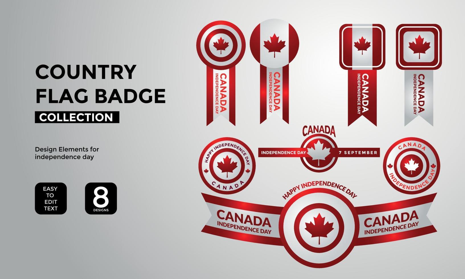 canada flag badge collection independence day greetings vector