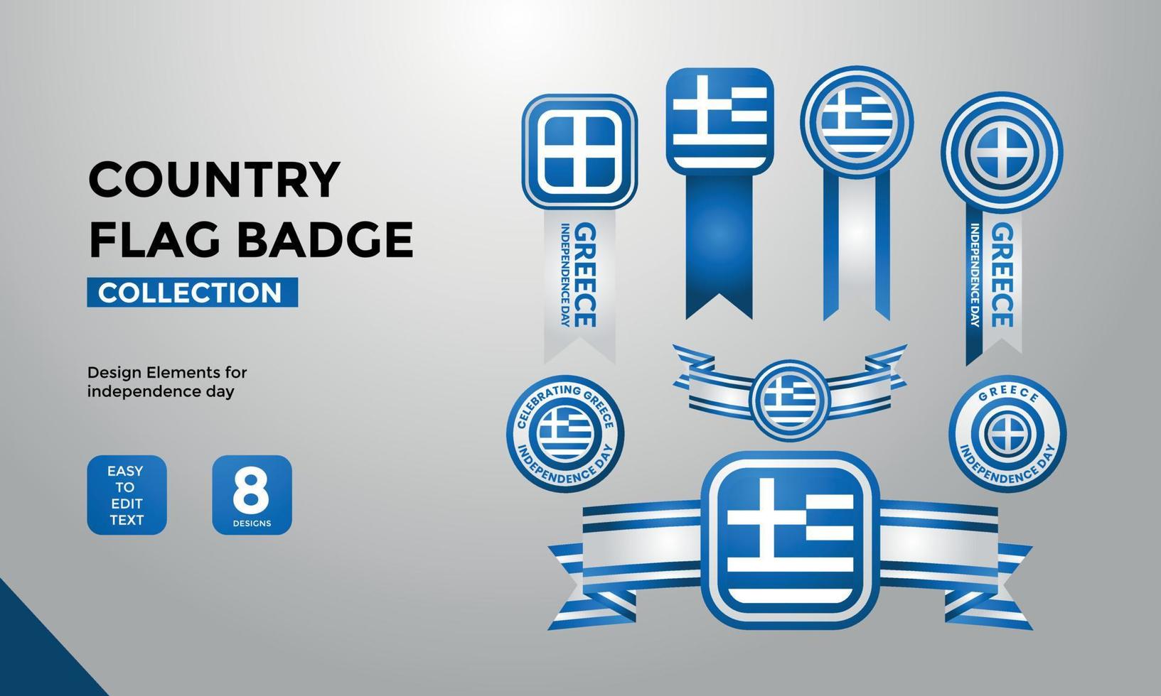 greece flag badge collection vector