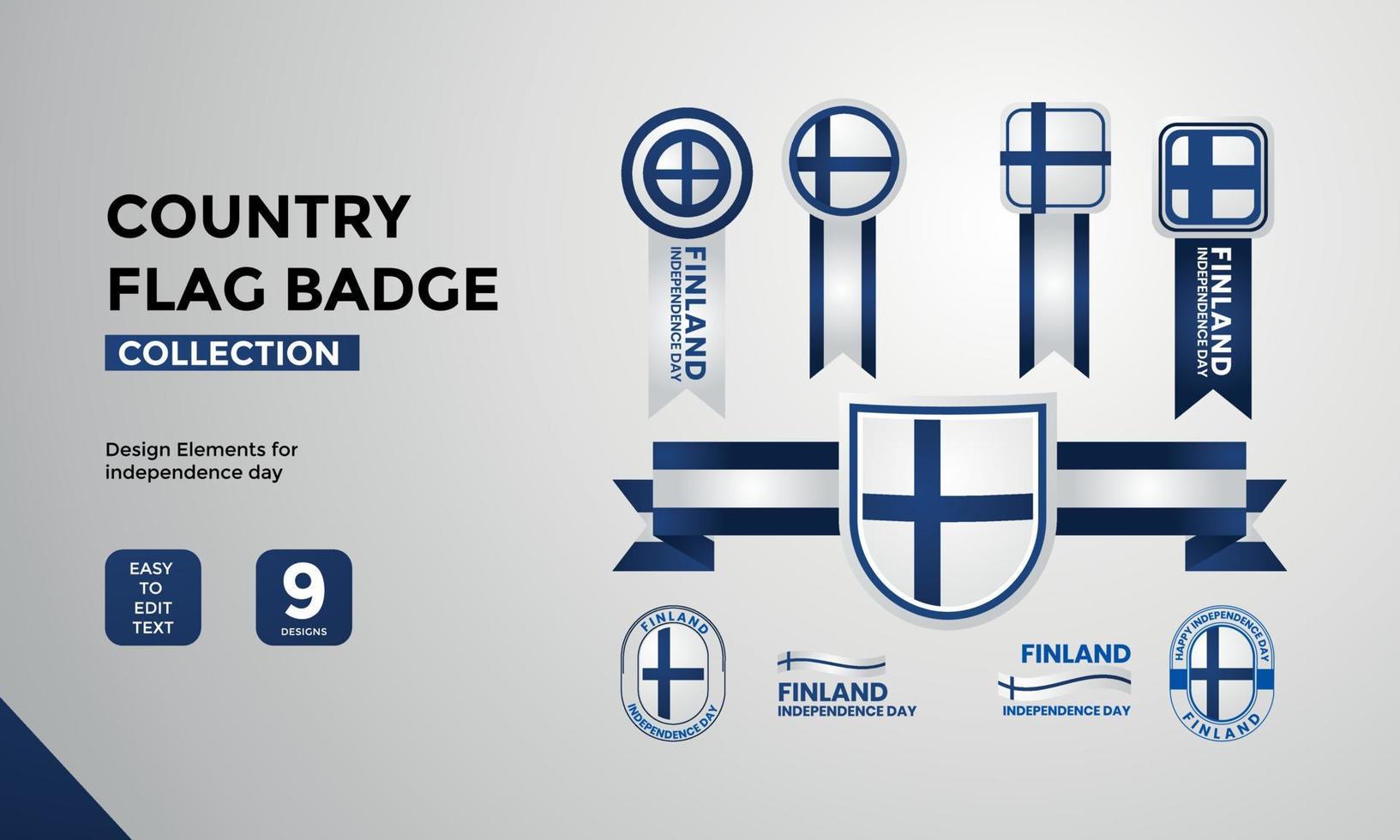 Finland flag badge collection, for independence day greetings vector