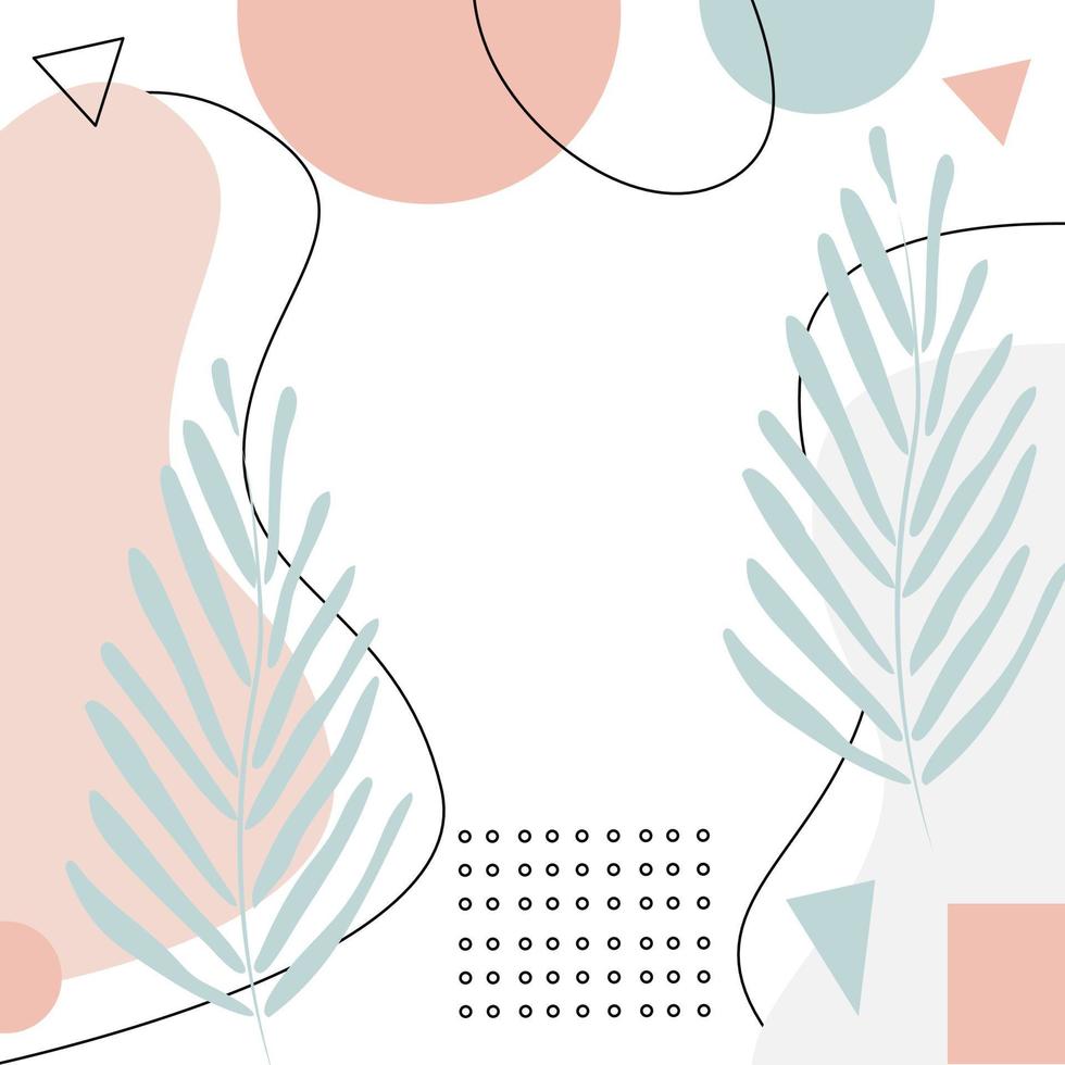 minimalistic abstract background. Delicate pastel colors, geometric shapes and floral prints, lines. For fabric, paper, cover stories, phone cases. Vector illustration