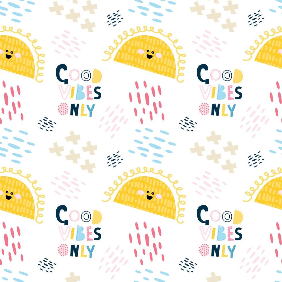 sun pattern. Scandinavian style. Cute abstract baby print for baby clothes and textiles. Vector illustration, flat