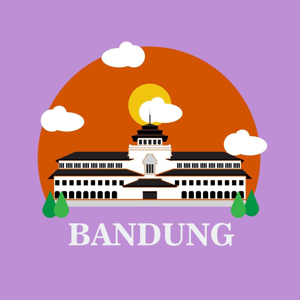 Bandung landmark icon,West java ,Indonesia. vector