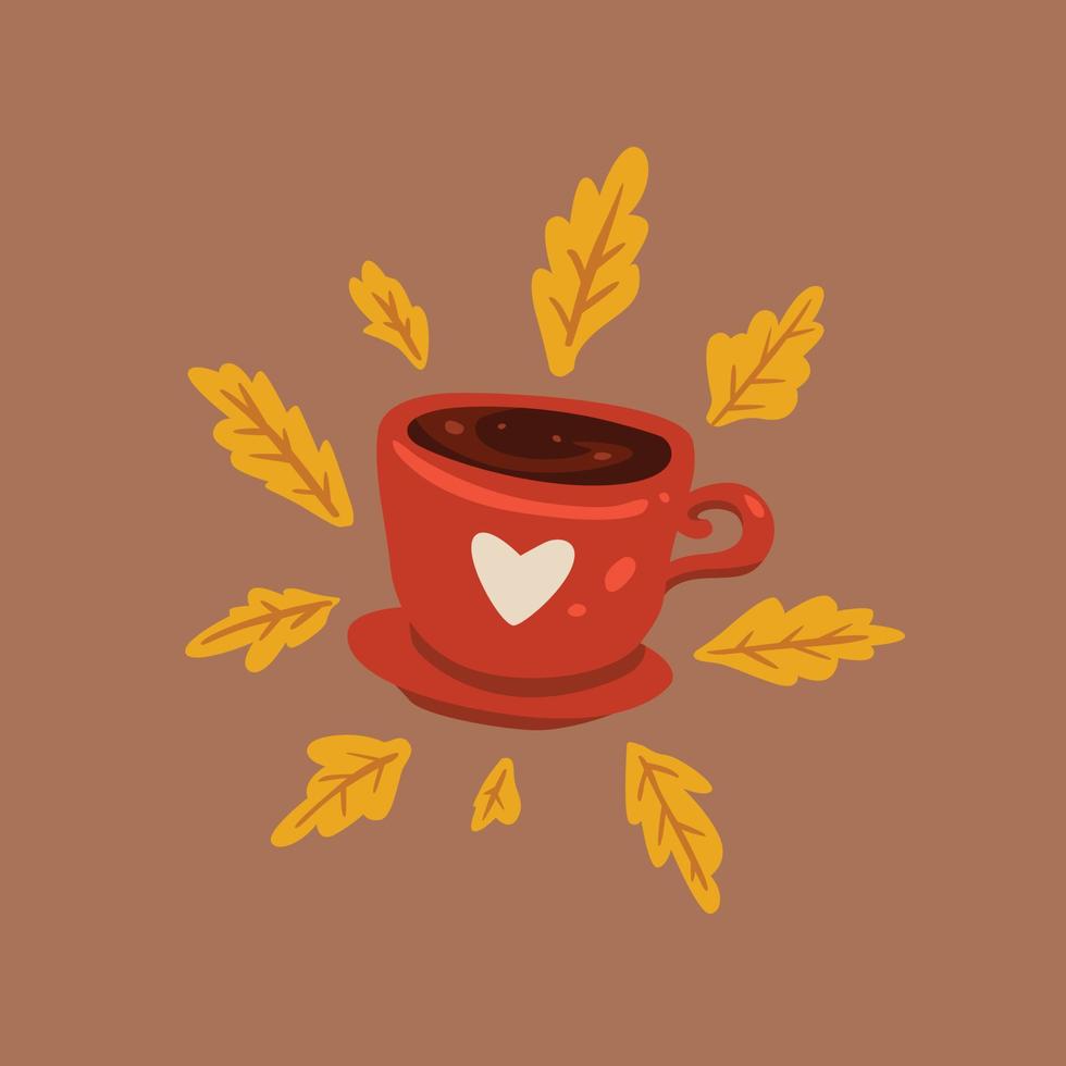 hand drawn cute a cup of tea. flat illustration vector