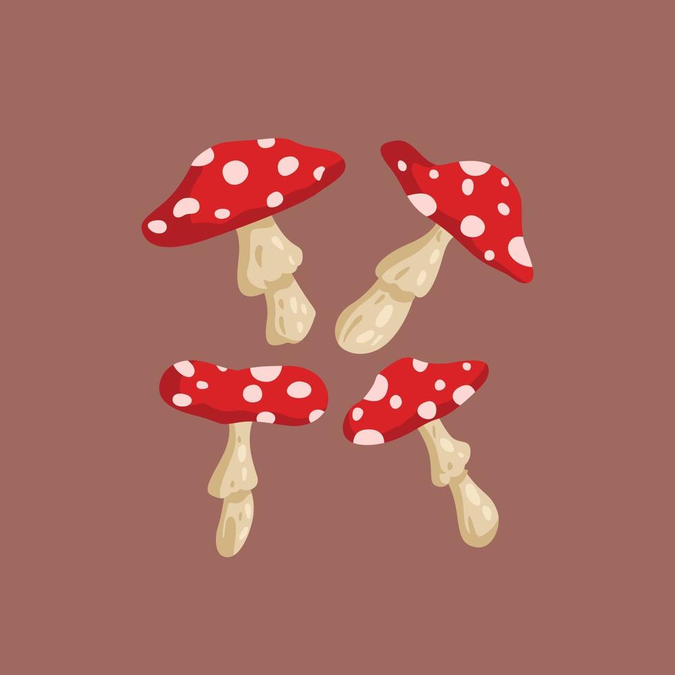 hand drawn cute mushroom. flat illustration vector