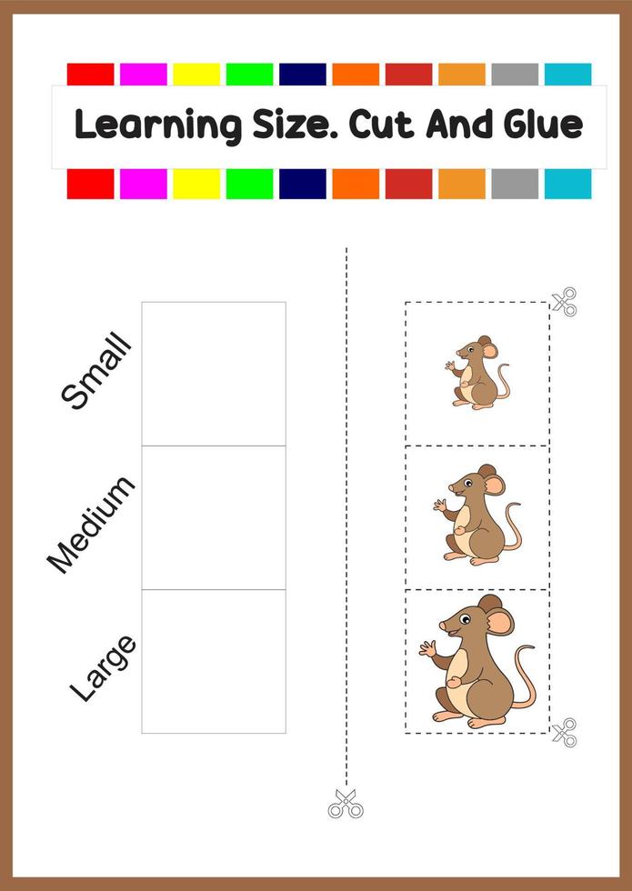 learning size for kids. sort picture by size.cute mouse vector