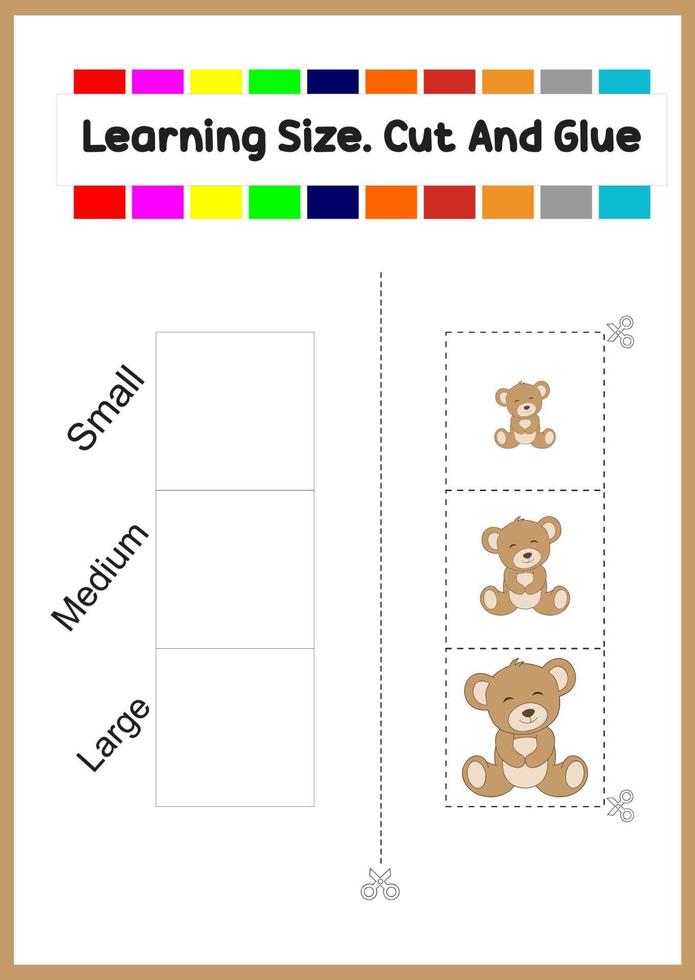 learning size for kids. sort picture by size.cute bear vector