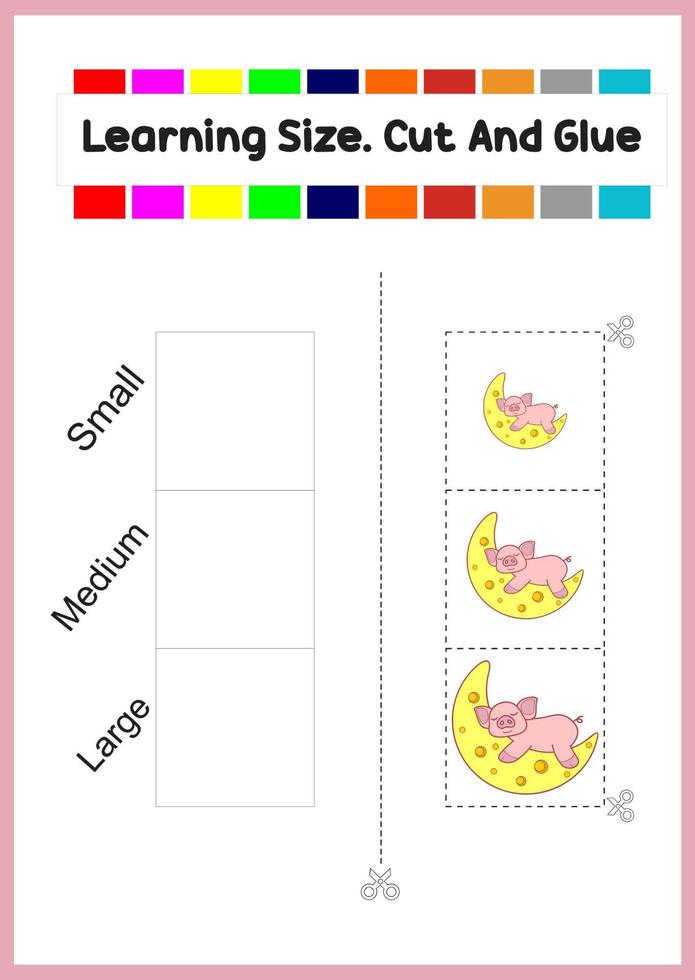 learning size for kids. sort picture by size.cute pigs vector