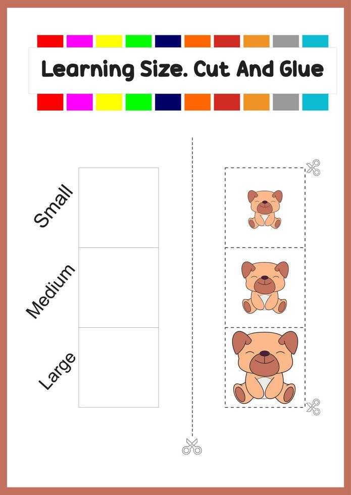 learning size for kids. sort picture by size.cute dog vector