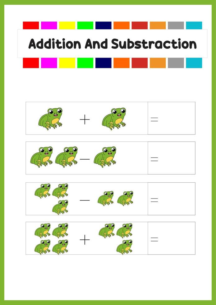 aprendizaje de suma y substracción para niños. aprender a contar el objeto. vector