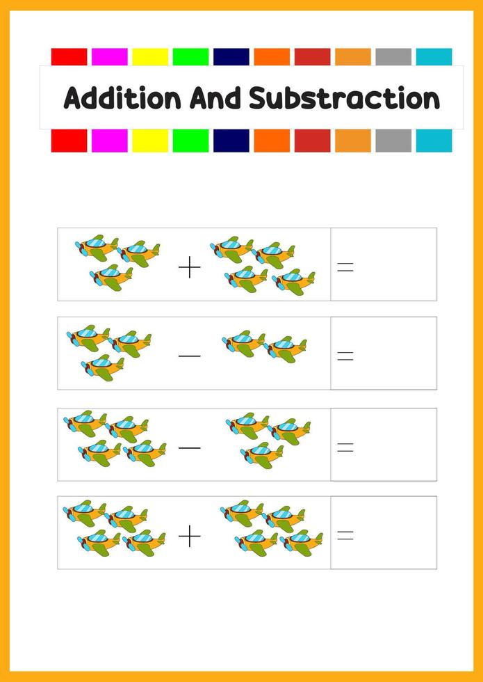 aprendizaje de suma y substracción para niños. aprender a contar el objeto. vector