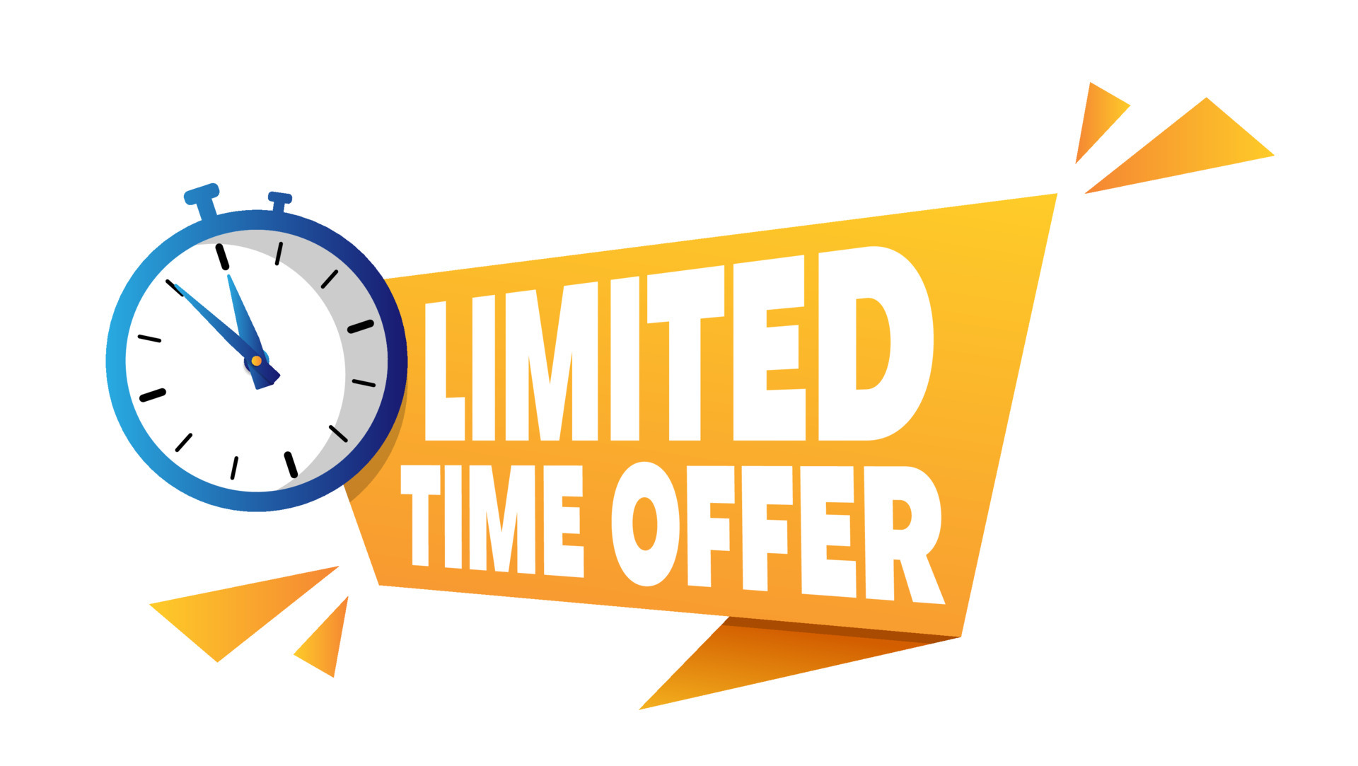 limited time offer banner vector design in orange and blue with stop