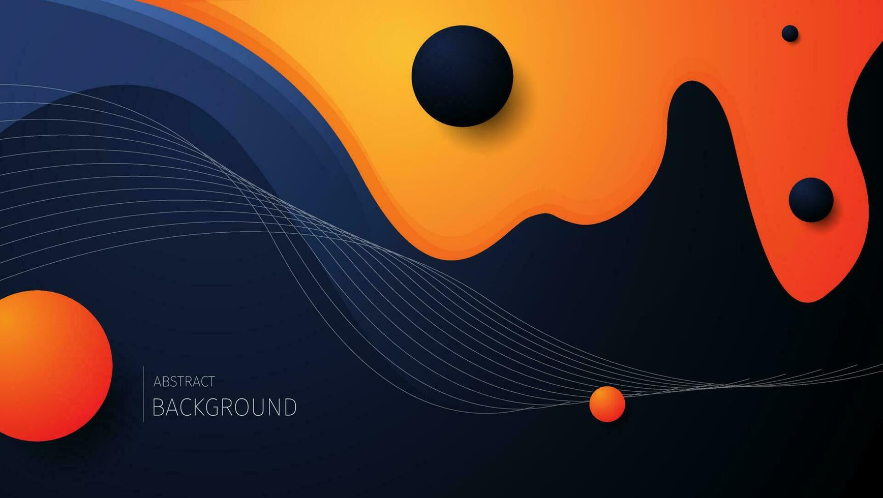 abstract background with orange melted shapes and wavy line on dark blue background. vector illustration