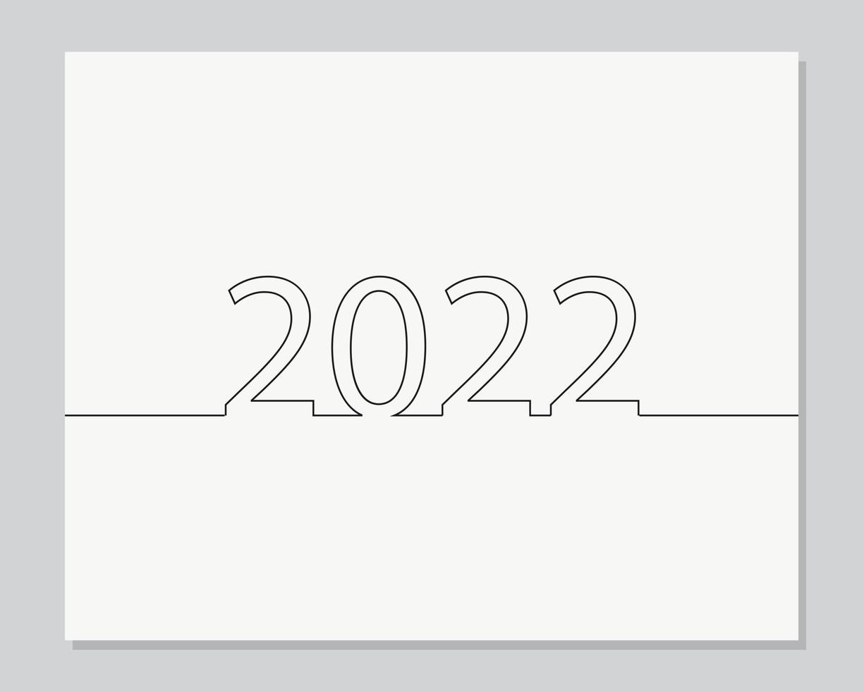 2022 happy new year continuous one line illustration vector
