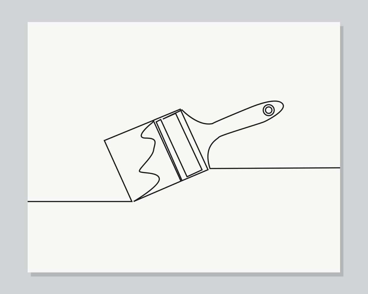 Paint brush continuous one line illustration vector