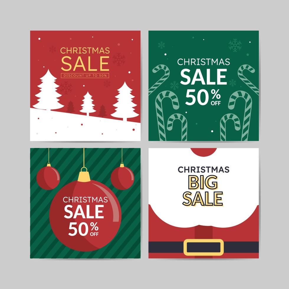 Christmas Sale Social Media Post Template with Flat Design. Anyone can use this easily. vector