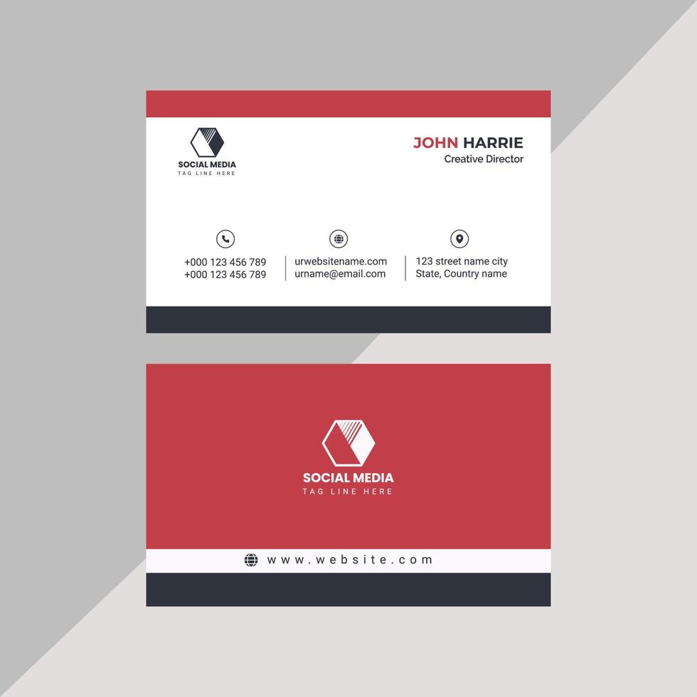 New Red Modern Business Card Template With Vector