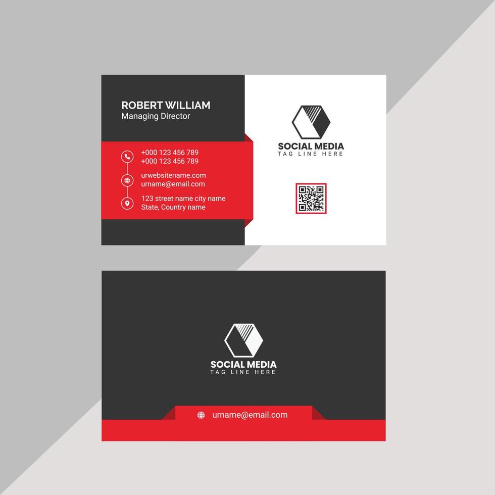 New Red Modern Business Card Template With Vector