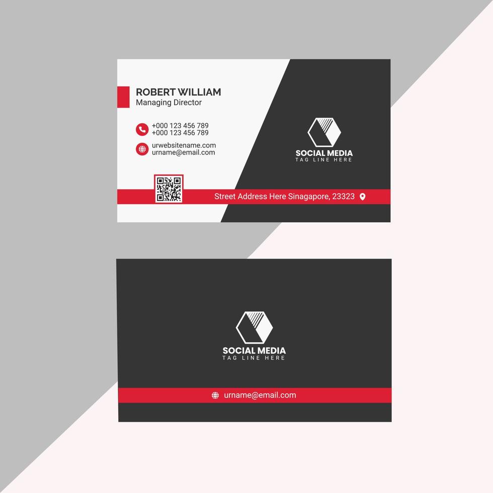 New Red Modern Business Card Template With Vector