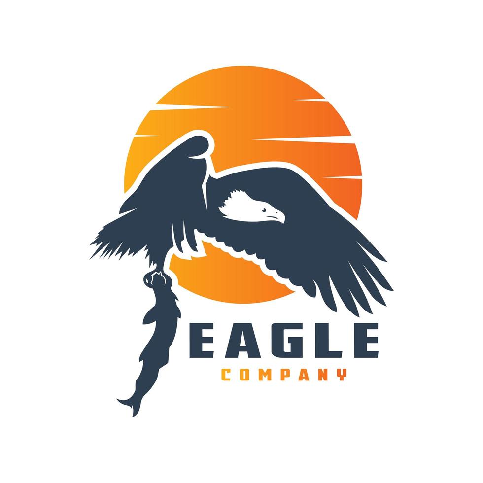 the eagle logo design preys on fish vector