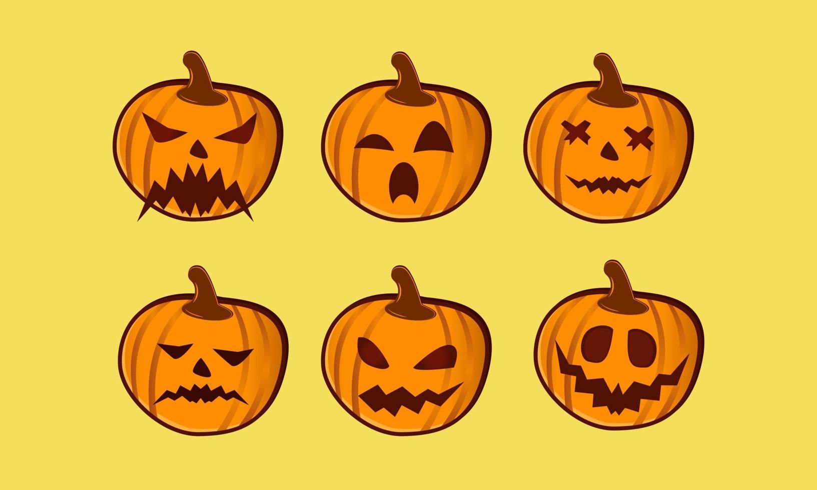 icono de personaje de calabaza de halloween con expresión facial vector