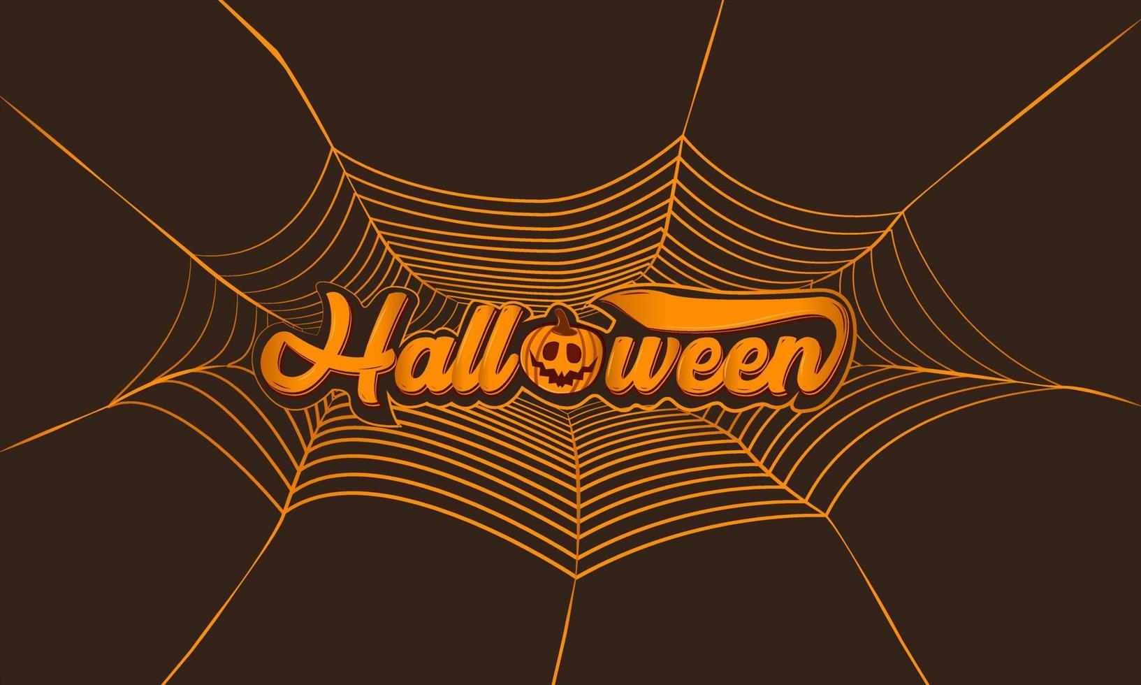 The typography reads Halloween and has a pumpkin character vector