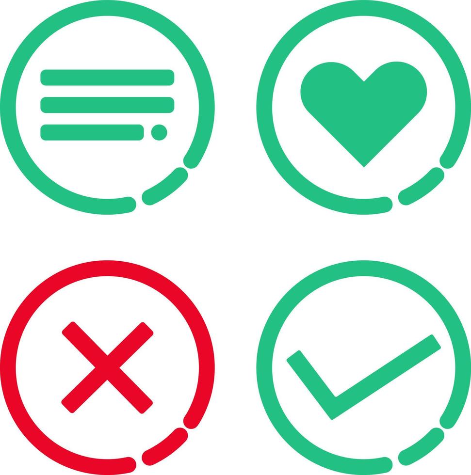 love icon, cross, sidebar, check vector