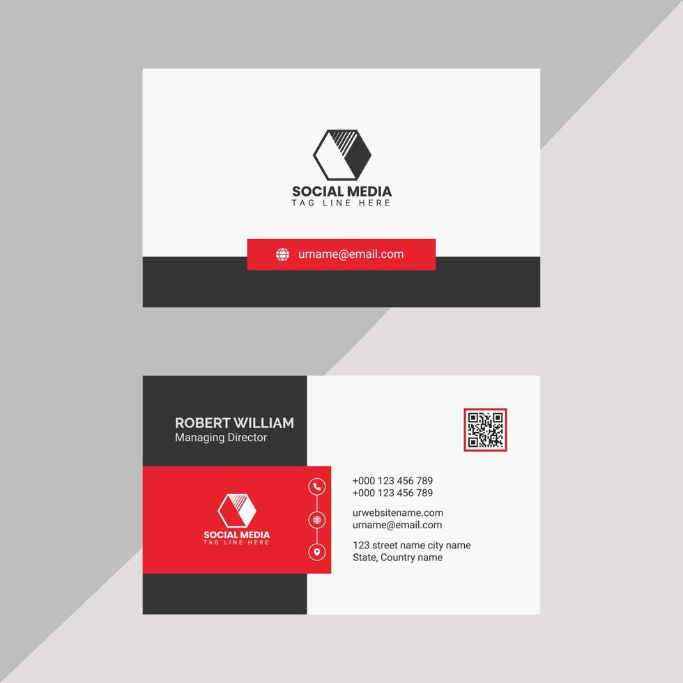 New Red Modern Business Card Template With Vector