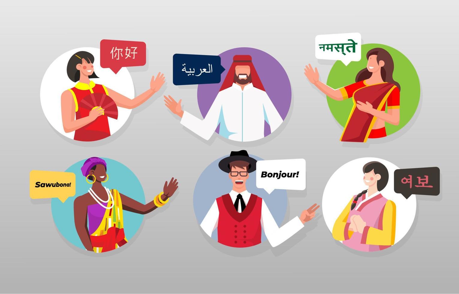Language Diversity Stickers Collection vector