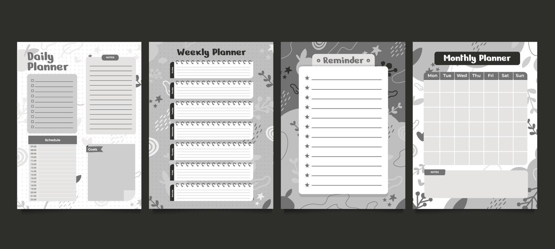 Monochrome Journal Template Collection vector
