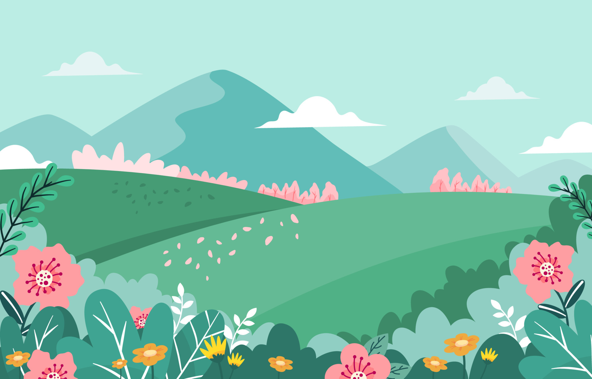 Background of Spring Scenery with Field and Mountain 5020691 Vector Art at Vecteezy Background of Spring Scenery with Field and Mountain 5020691 Vector Art at Vecteezy