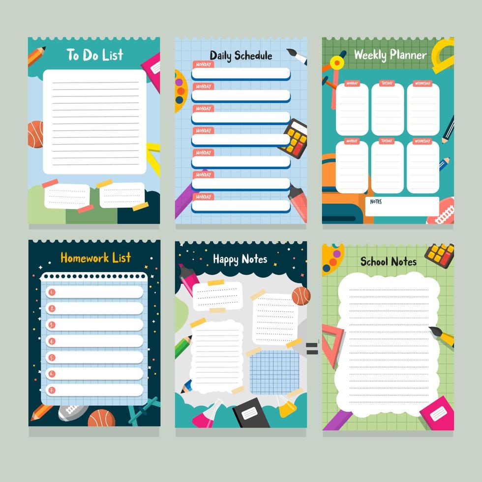 School Theme Journal Template vector