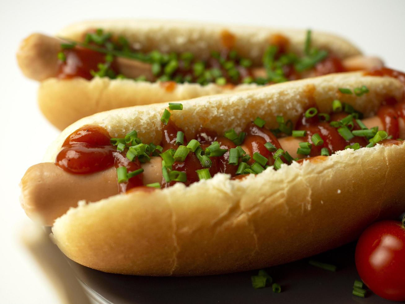 Hot dog with ketchup photo