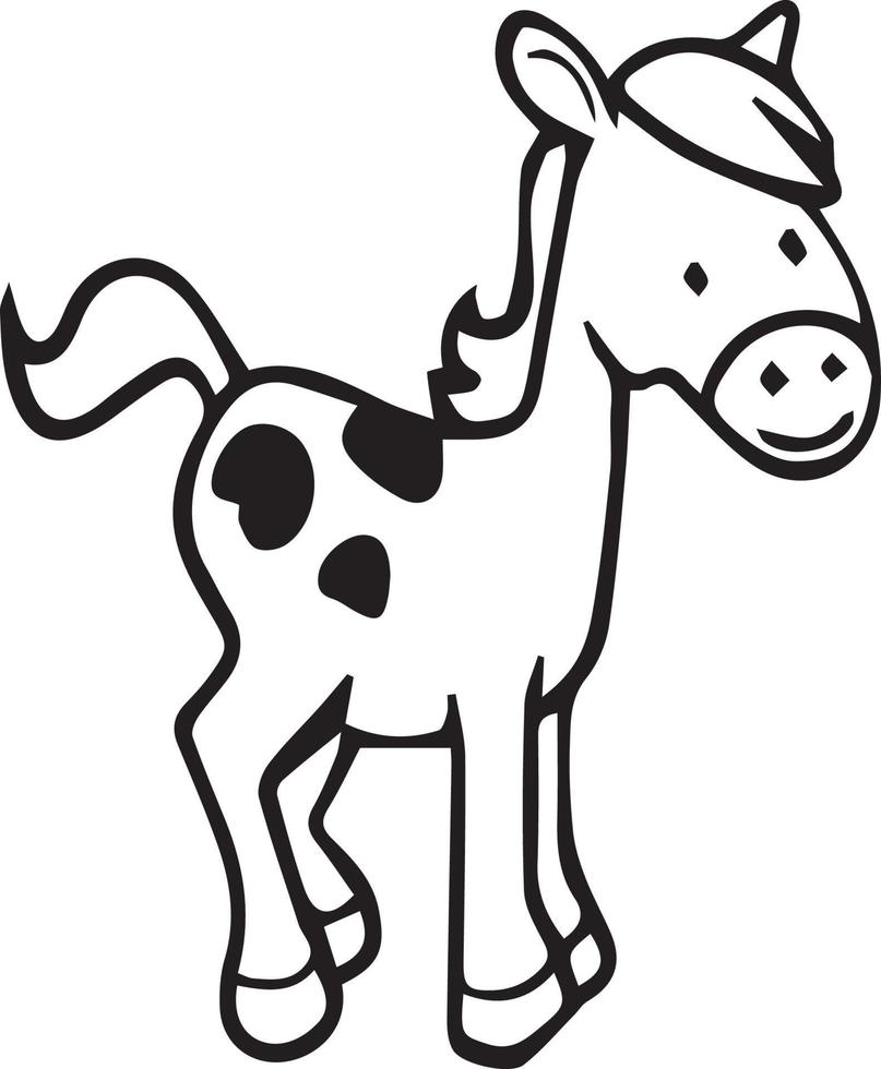 horse cartoon illustration coloring page cute download free vector