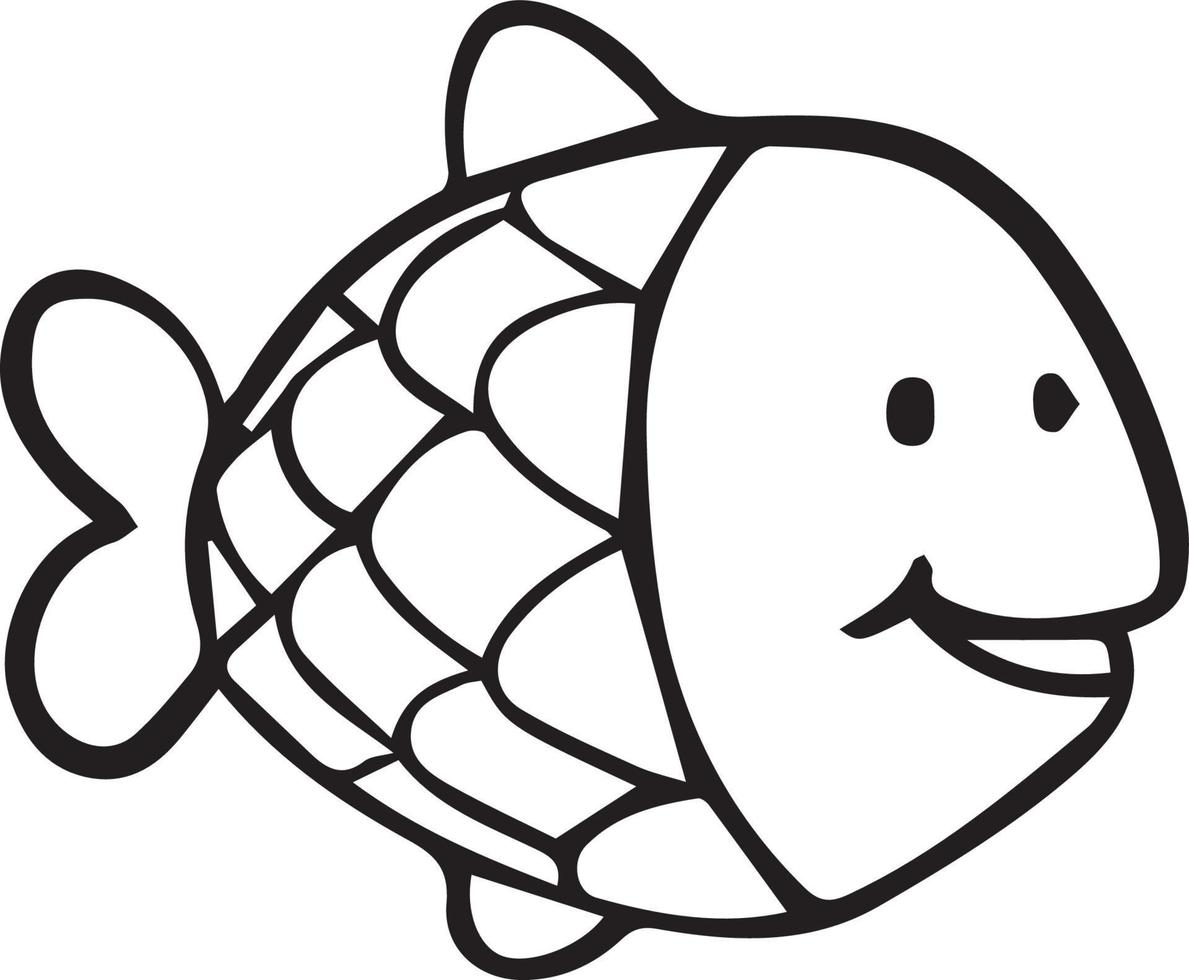 Fish Face Cartoon Coloring Pictures Cute Illustrations vector