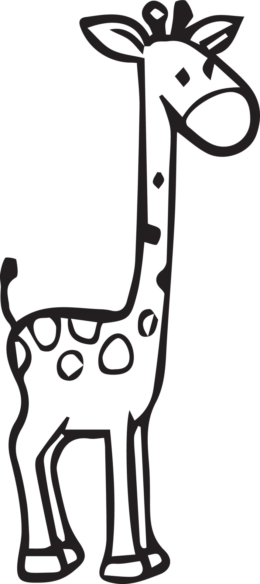 giraffe coloring page cute cartoon drawing illustration free download