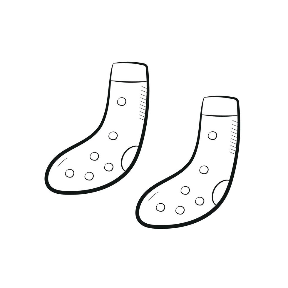 Simple hand drawn socks in doodle style. Isolated object on white background. Vector illustration