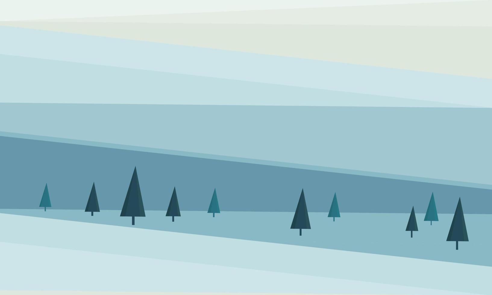 hermoso paisaje de bosque de invierno abstracto. Fondo de paisaje horizontal en estilo minimalista. ilustración vectorial vector