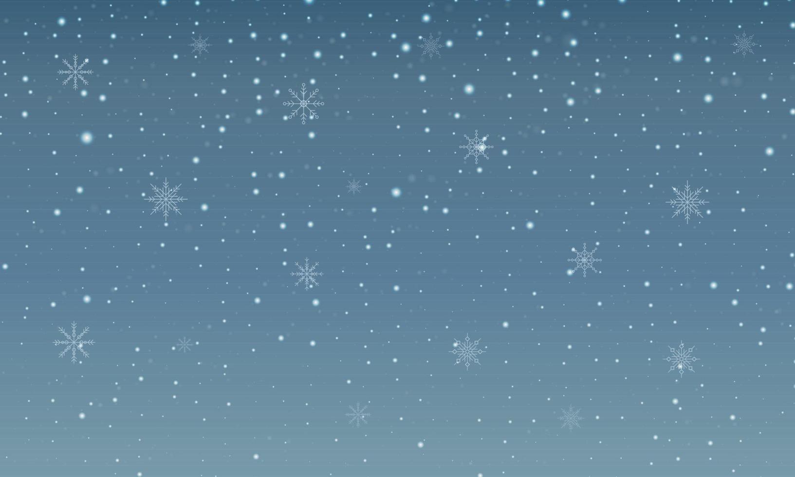 Winter background with glowing and blurred snowflakes. Christmas background with falling snow. Vector illustration