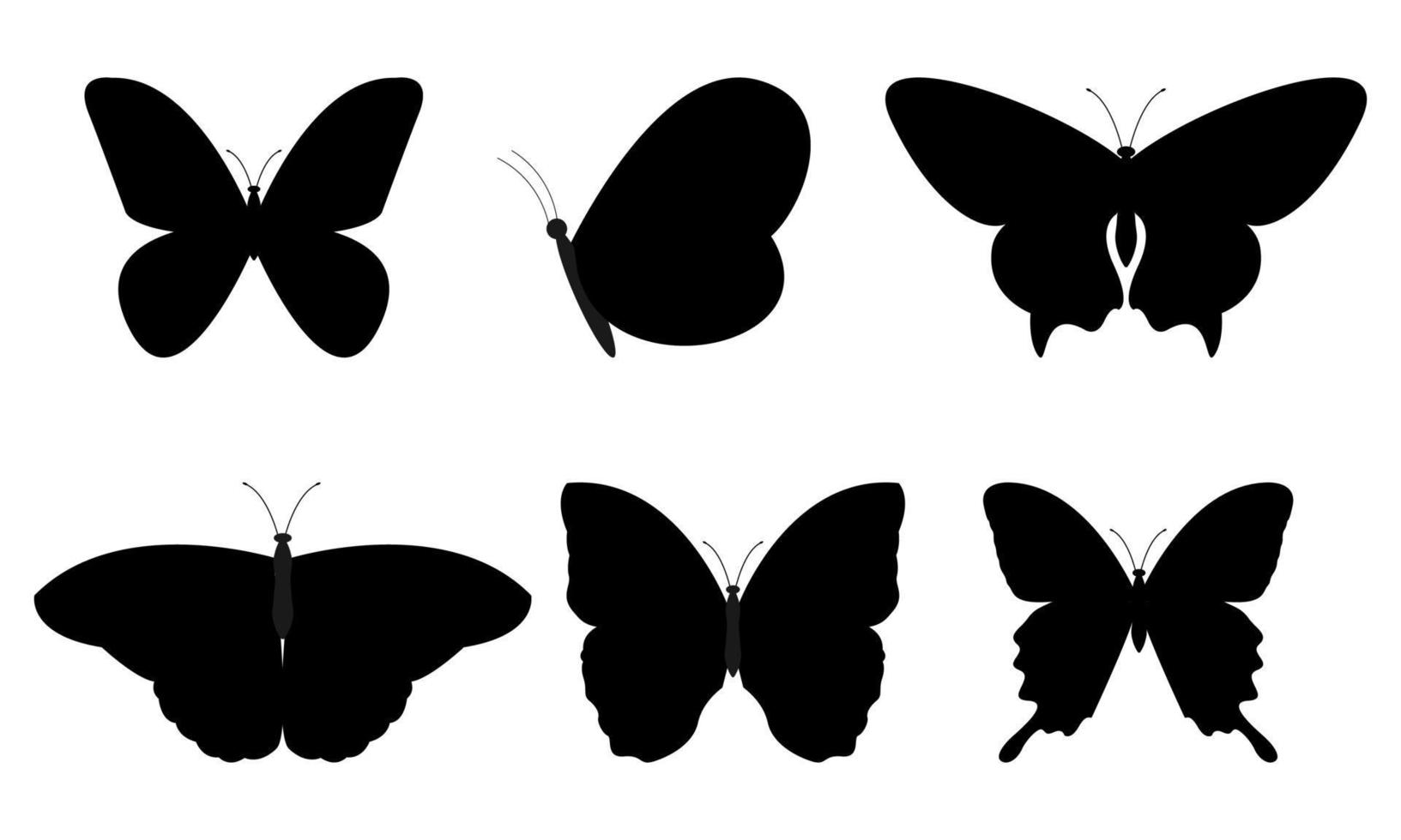 conjunto de silueta de mariposa vector