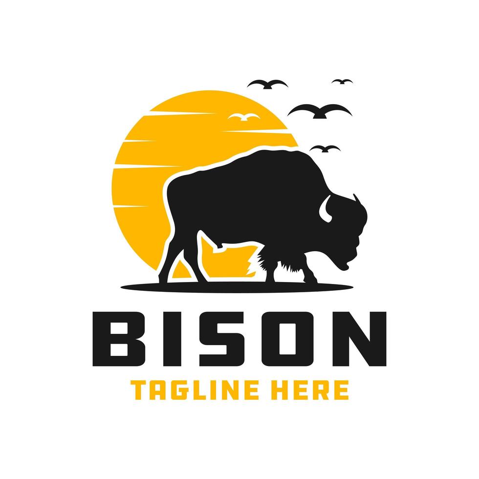 bison animal modern logo vector