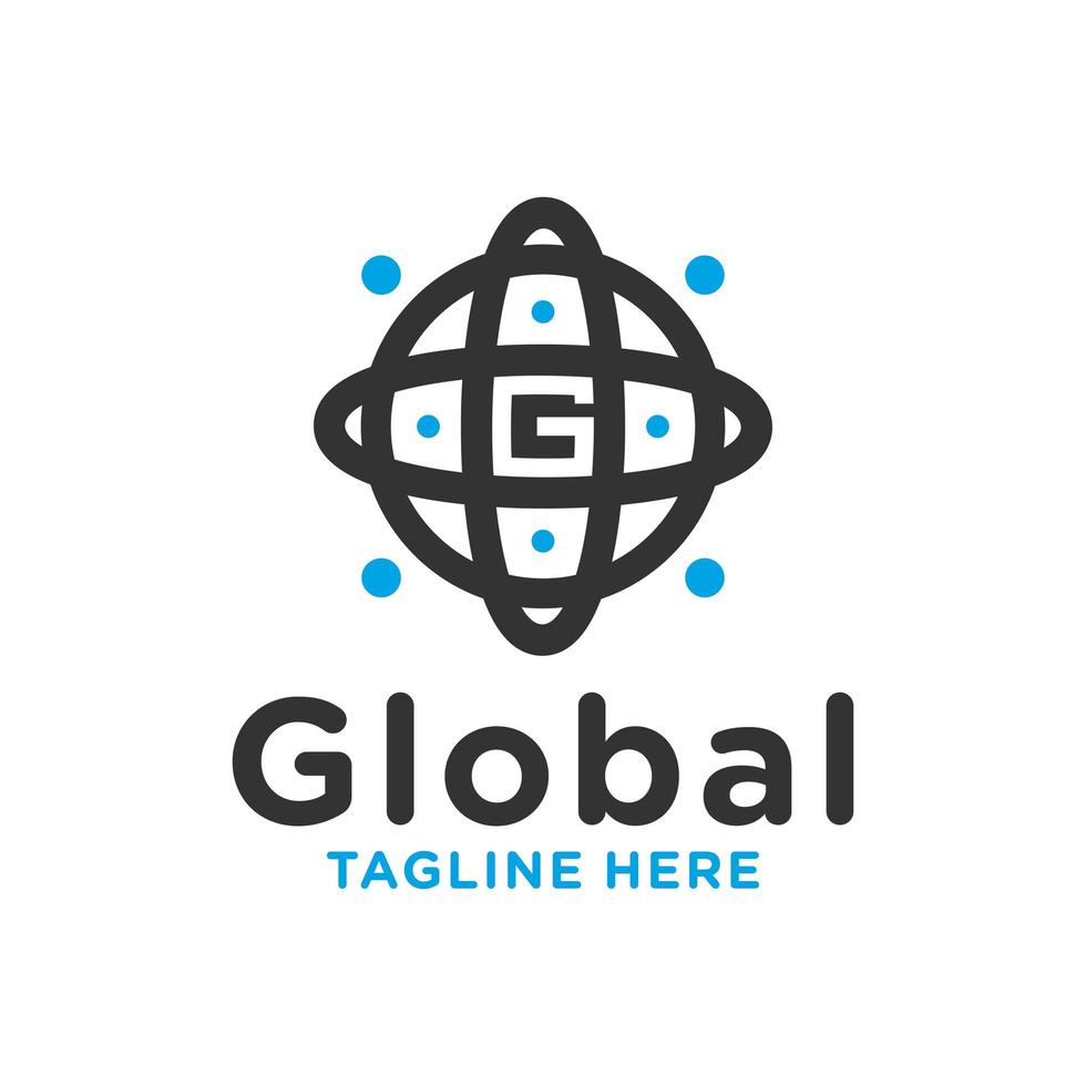 logotipo moderno de la tecnología del círculo global vector