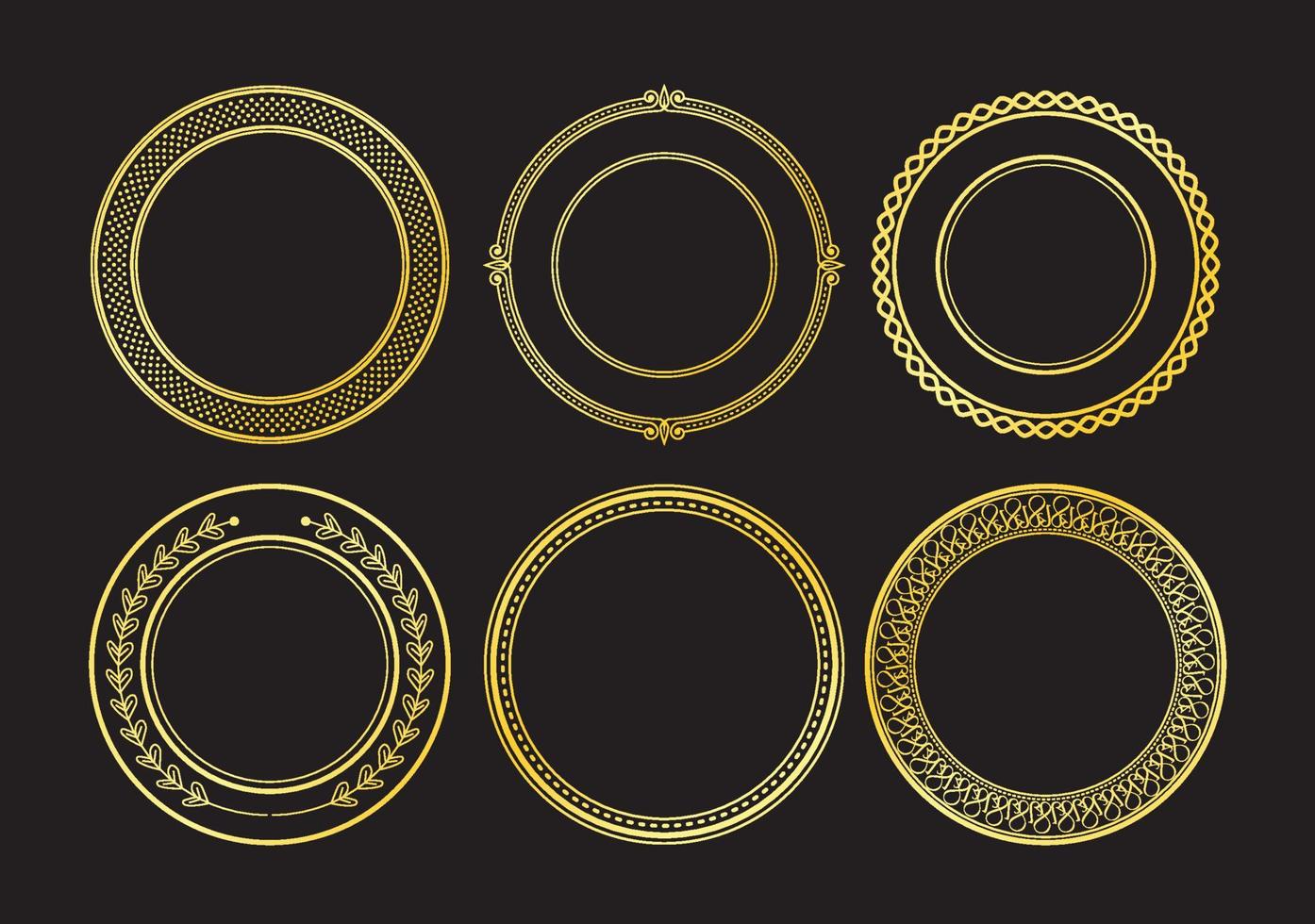 gold circular frame collection vector