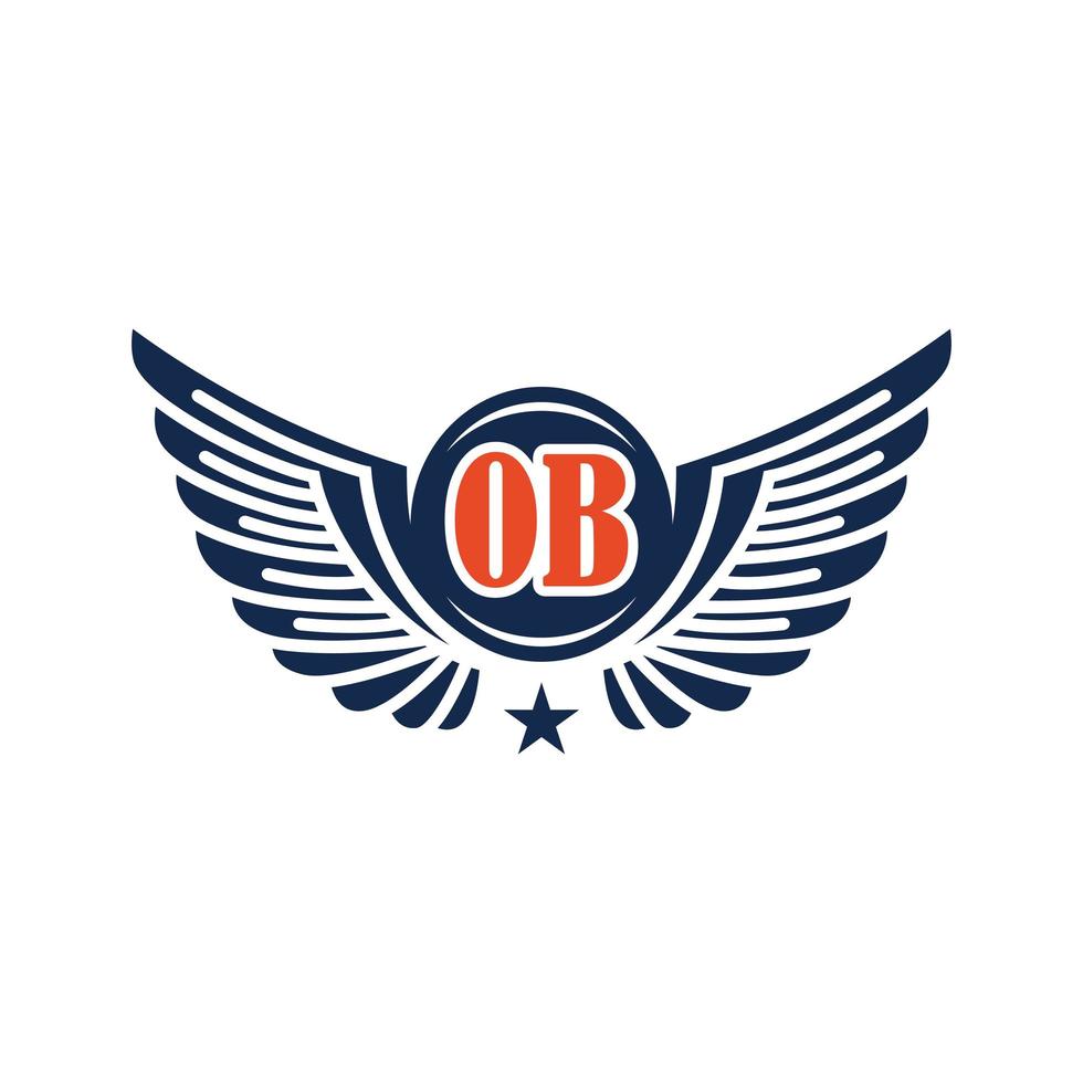 wing logo design and OB initials vector