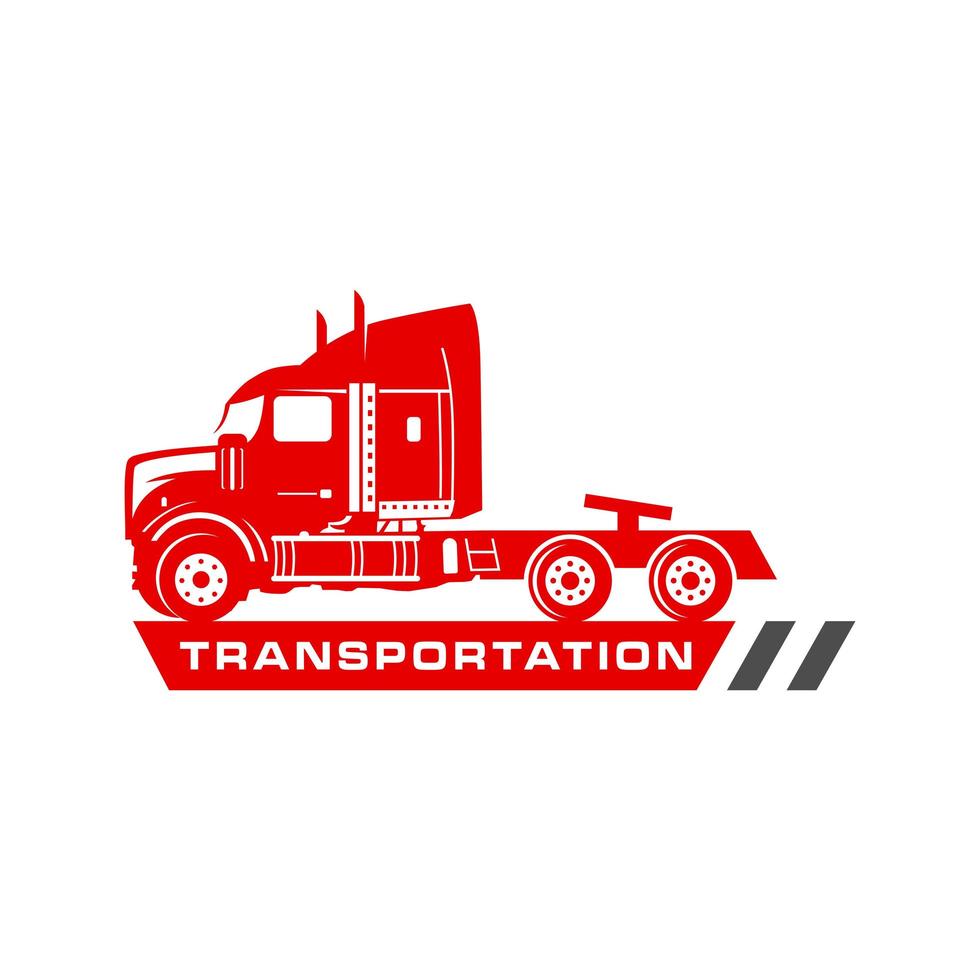 Red container truck logo design vector