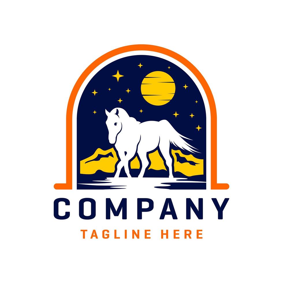 wild horse logo design template vector