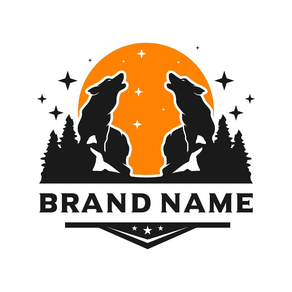 wild wolf logo design template vector