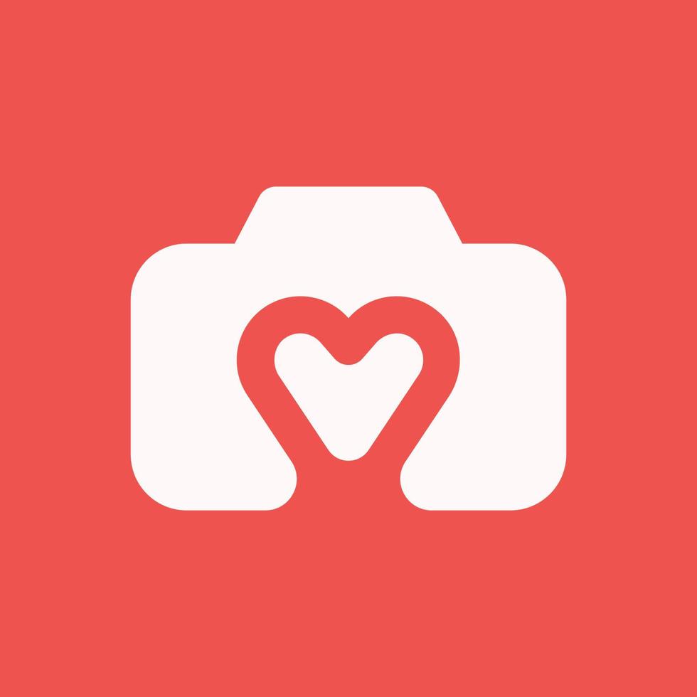 Camera with Heart Symbol Inside for Wedding Photography vector