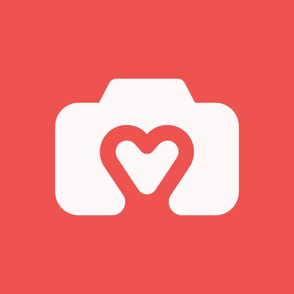 Camera with Heart Symbol Inside for Wedding Photography vector