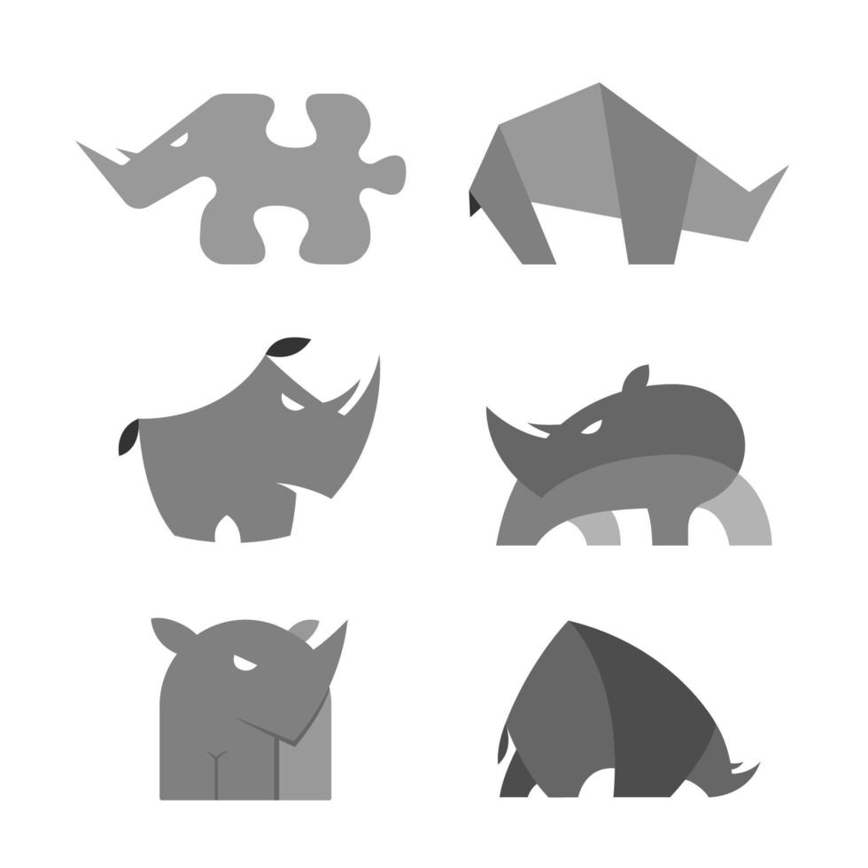 Rhino Logo Icon Symbol Vector Graphic Design Set