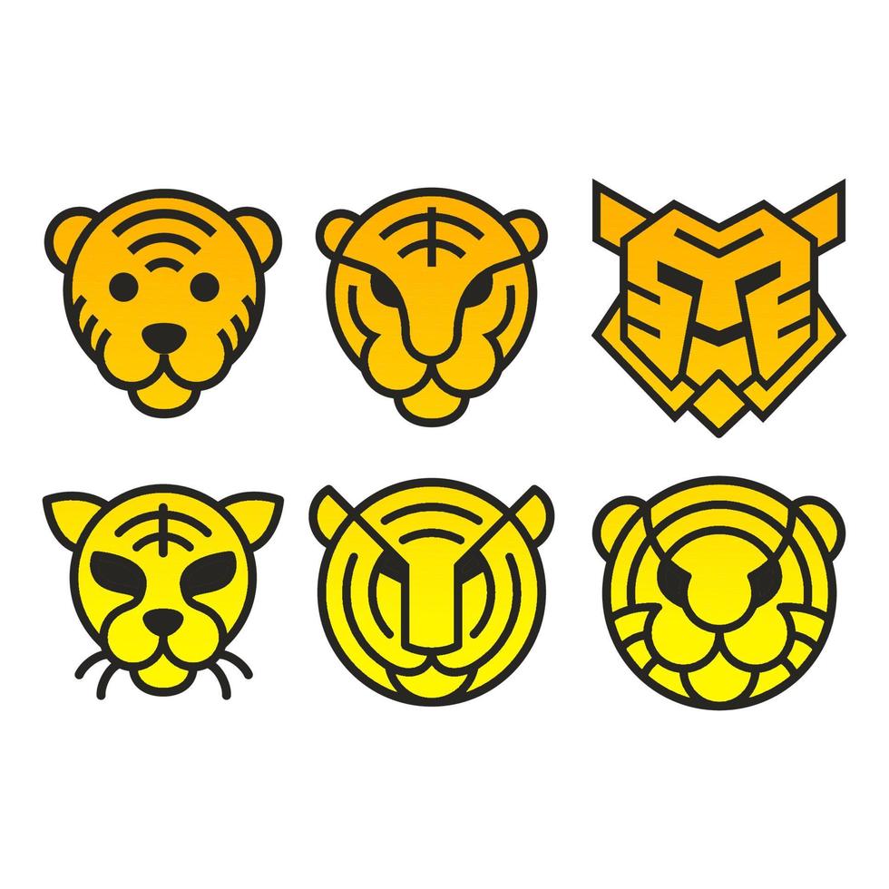 Tiger Logo Icon Symbol Vector Graphic Design Set